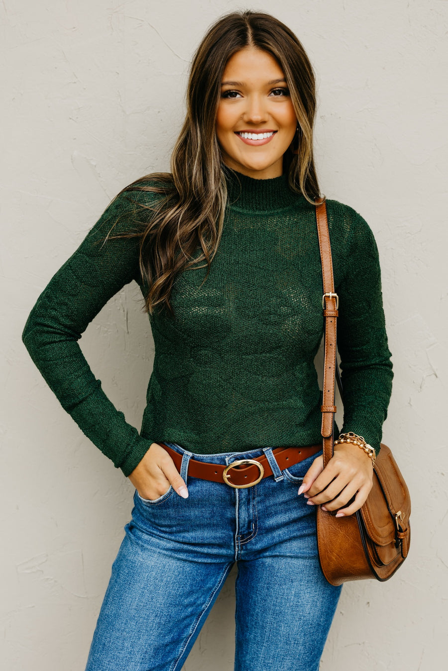 The Piper Floral Jacquard Mock Neck Sweater