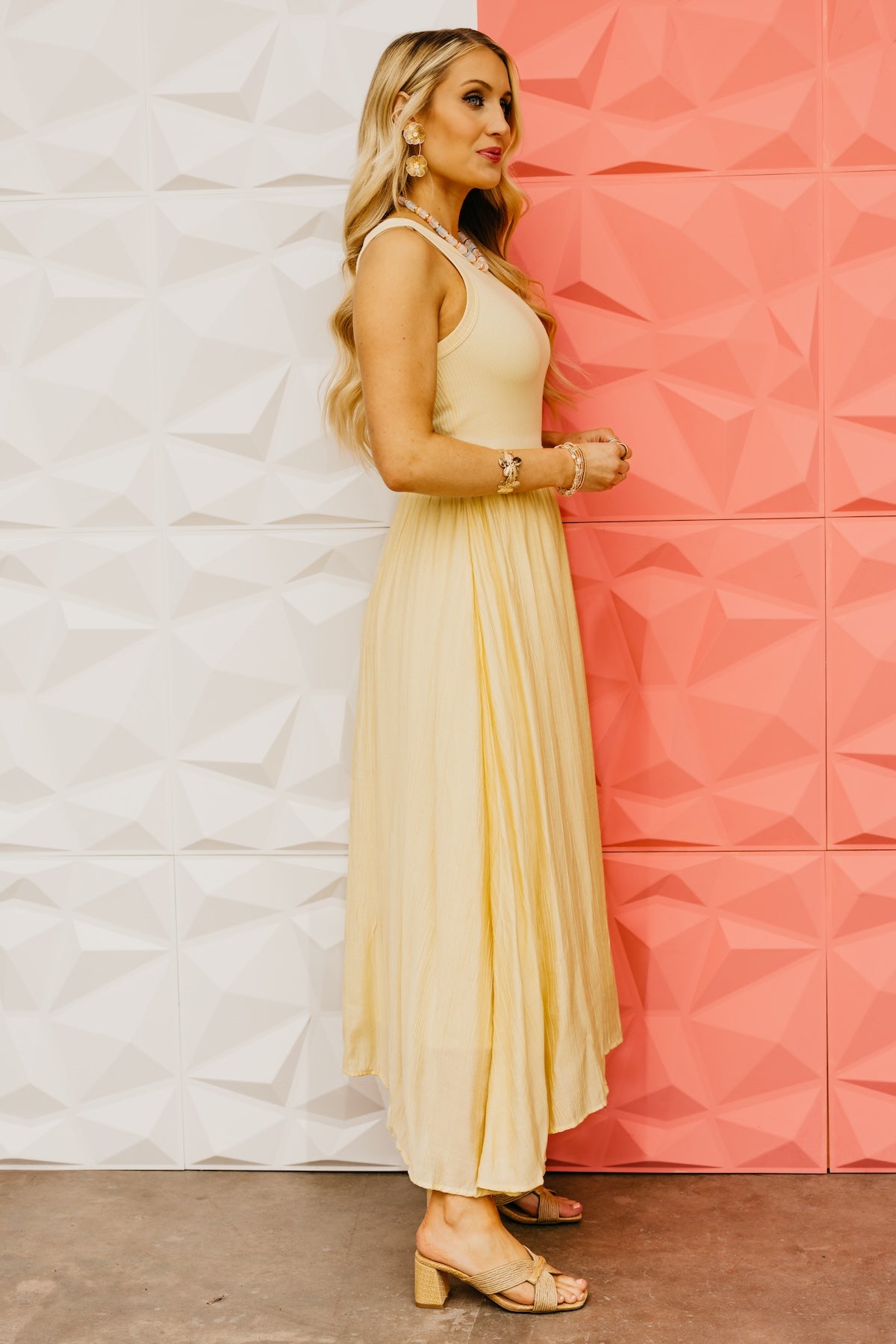The Silvia Mix Media Tank Midi Dress