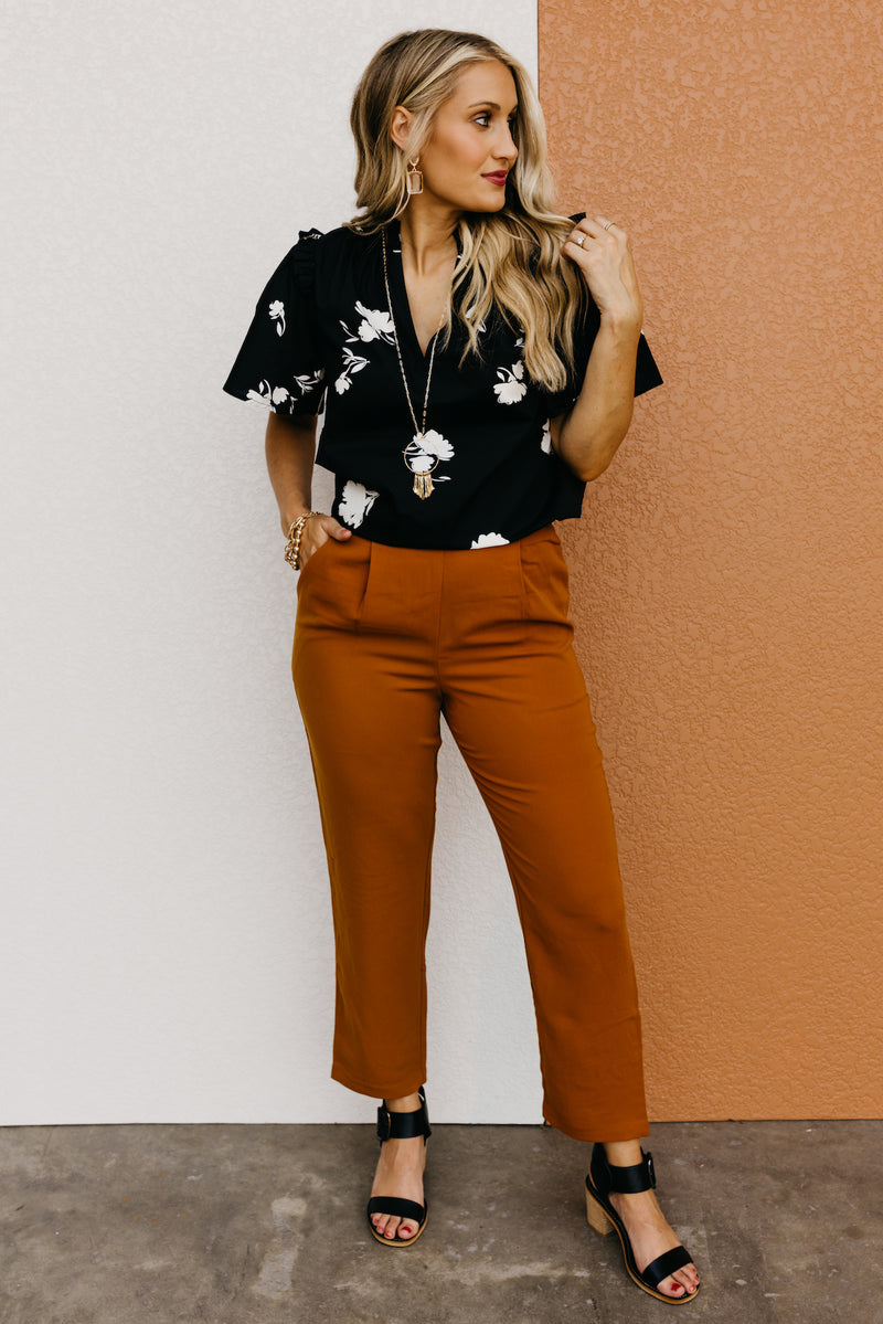 The Maxton Floral Ruffle Trim Woven Blouse