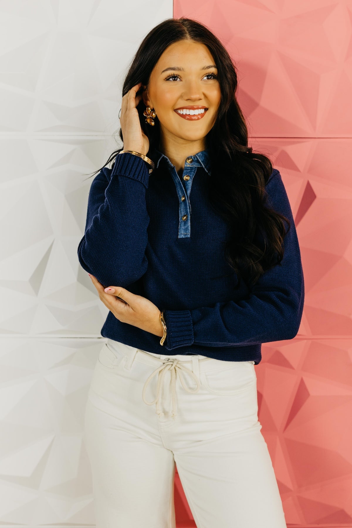 The Evan Chambray Contrast Sweater