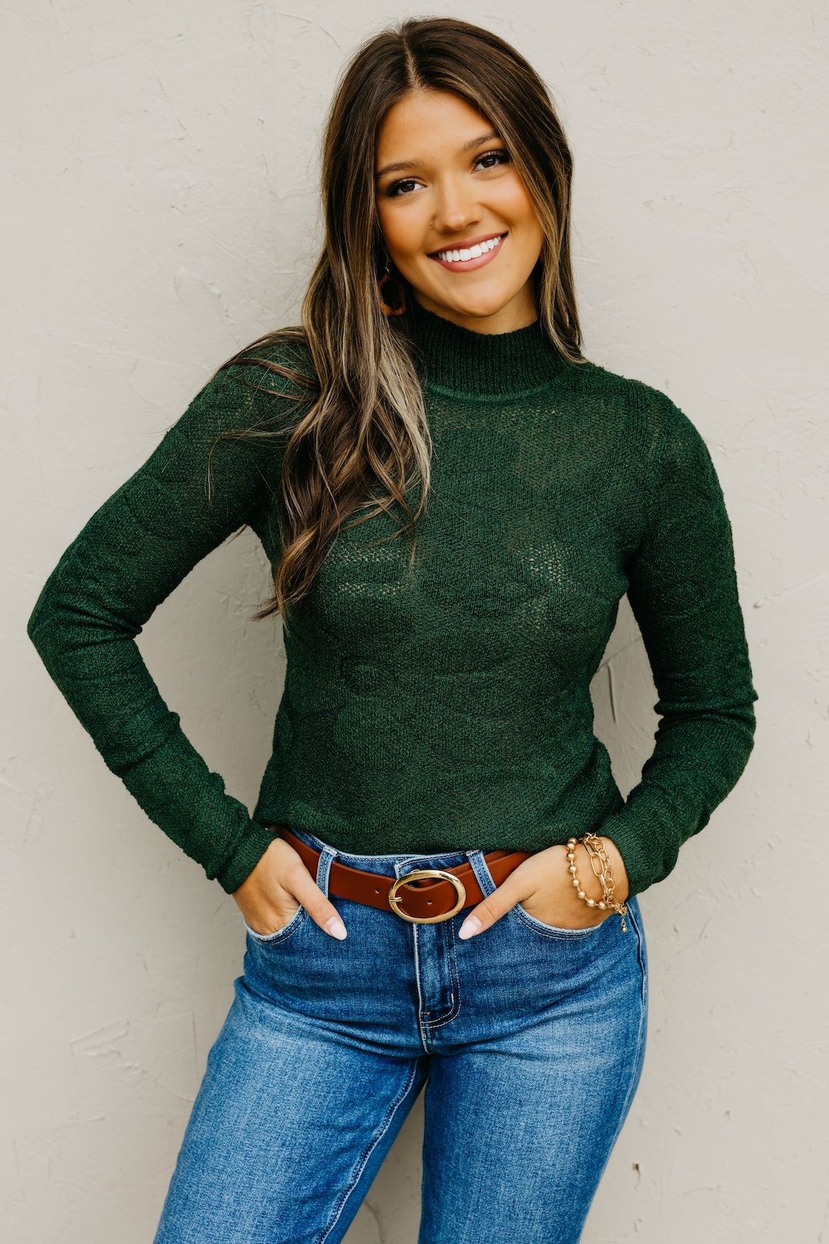 The Piper Floral Jacquard Mock Neck Sweater