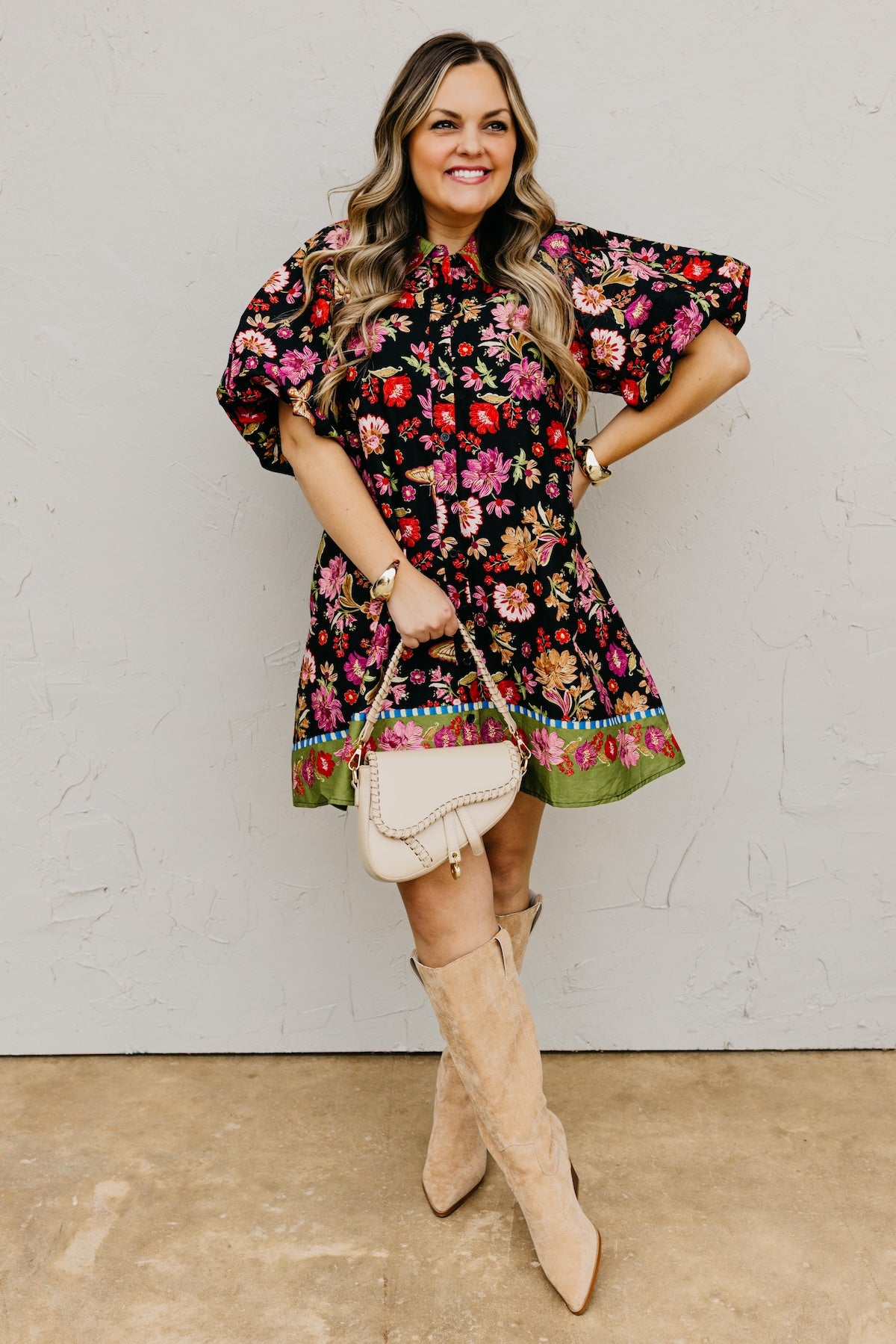 The Sadie Collared Button Down Floral Mini Dress