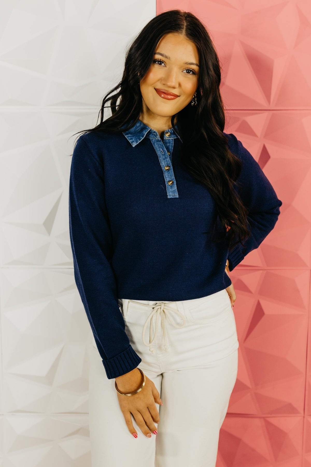 The Evan Chambray Contrast Sweater