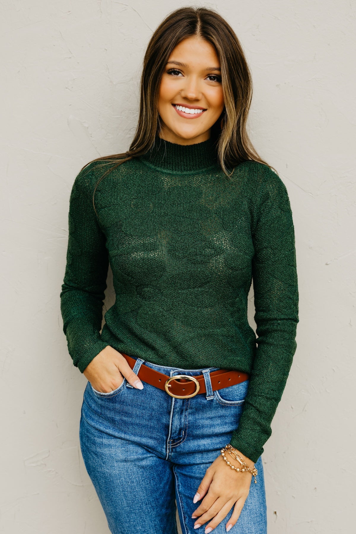 The Piper Floral Jacquard Mock Neck Sweater