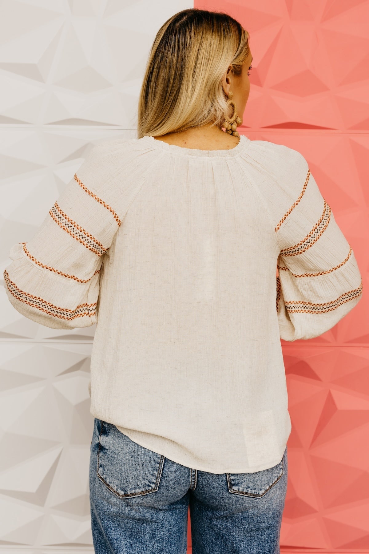 LoveStitch | The Aiyana Embroidered Split Neck Top