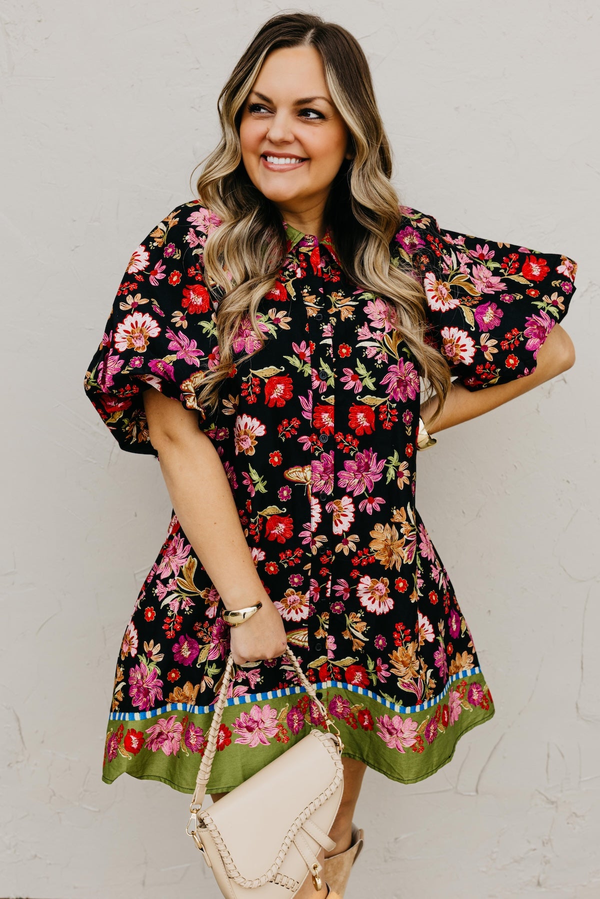 The Sadie Collared Button Down Floral Mini Dress