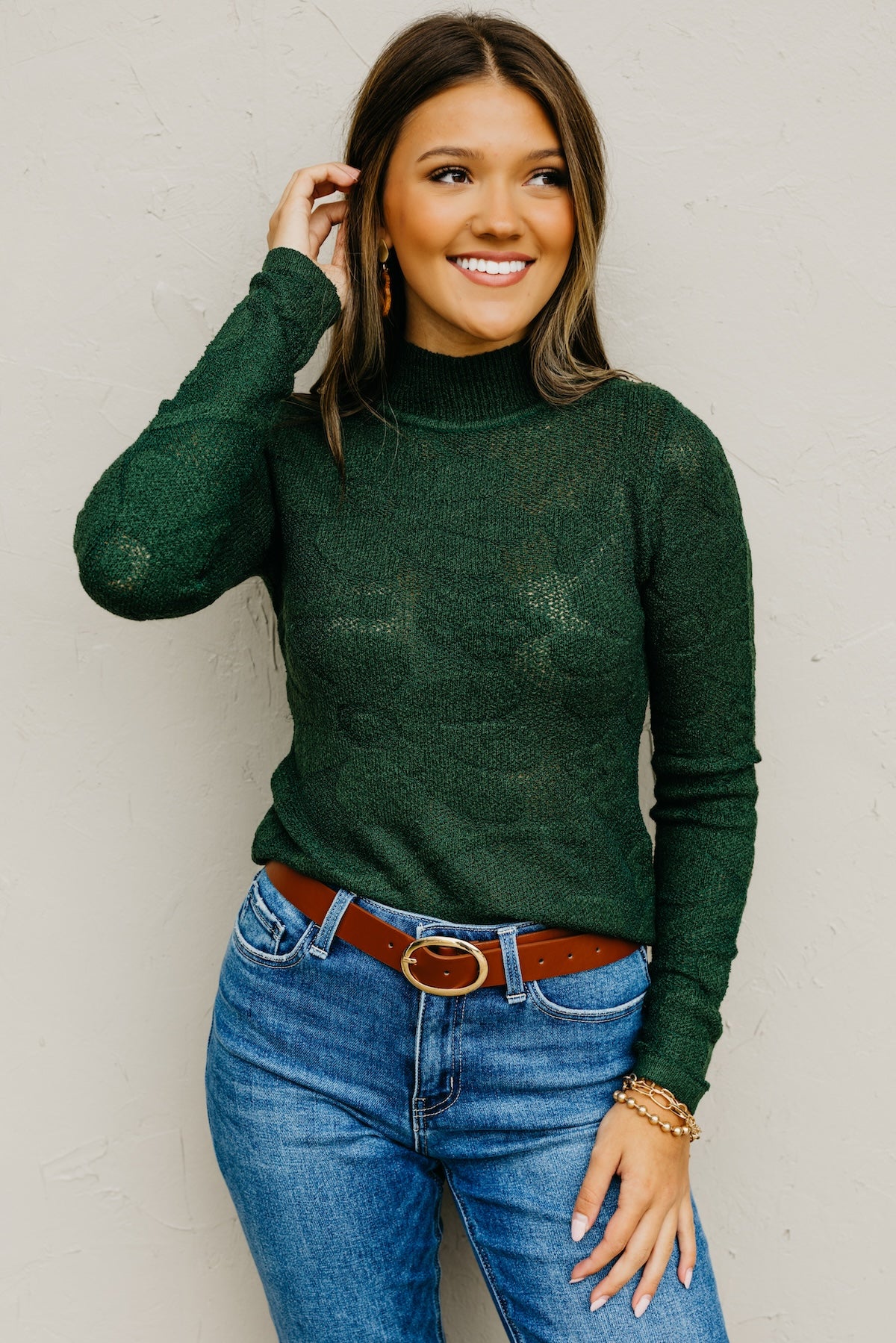 The Piper Floral Jacquard Mock Neck Sweater