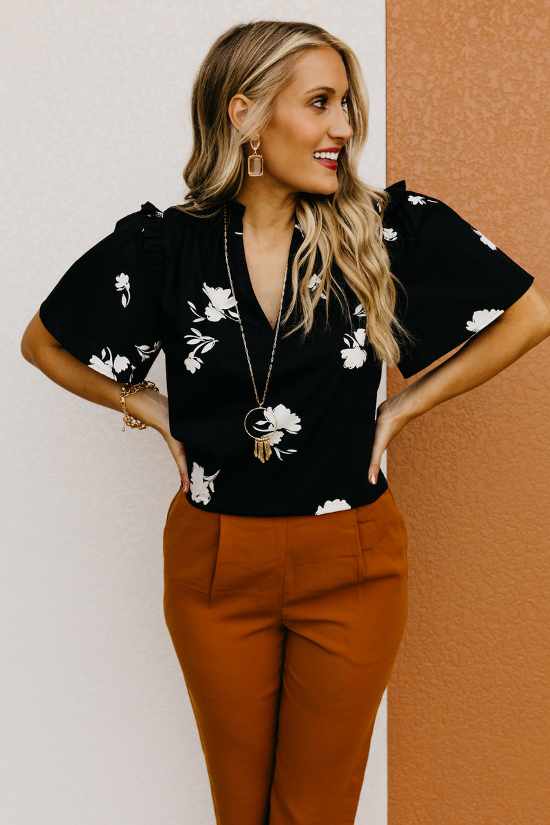 The Maxton Floral Ruffle Trim Woven Blouse