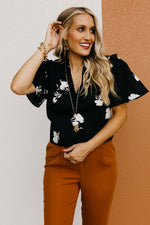 The Maxton Floral Ruffle Trim Woven Blouse