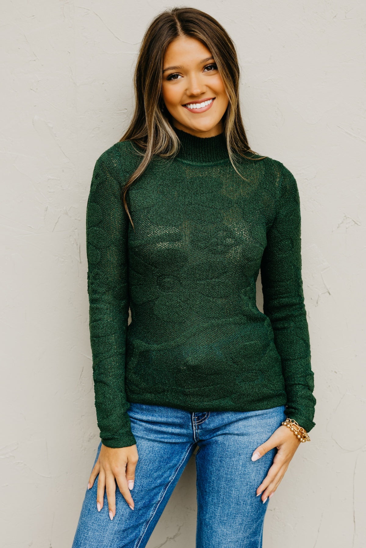 The Piper Floral Jacquard Mock Neck Sweater