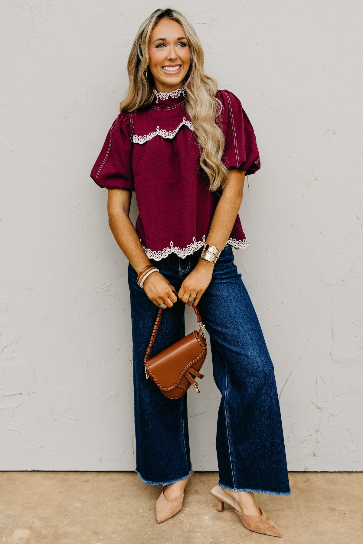 The Misha Contrast Embroidered Top