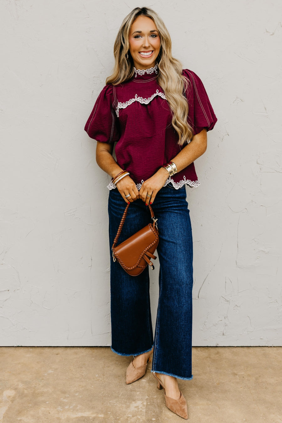 The Misha Contrast Embroidered Top