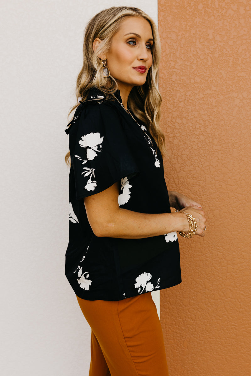 The Maxton Floral Ruffle Trim Woven Blouse
