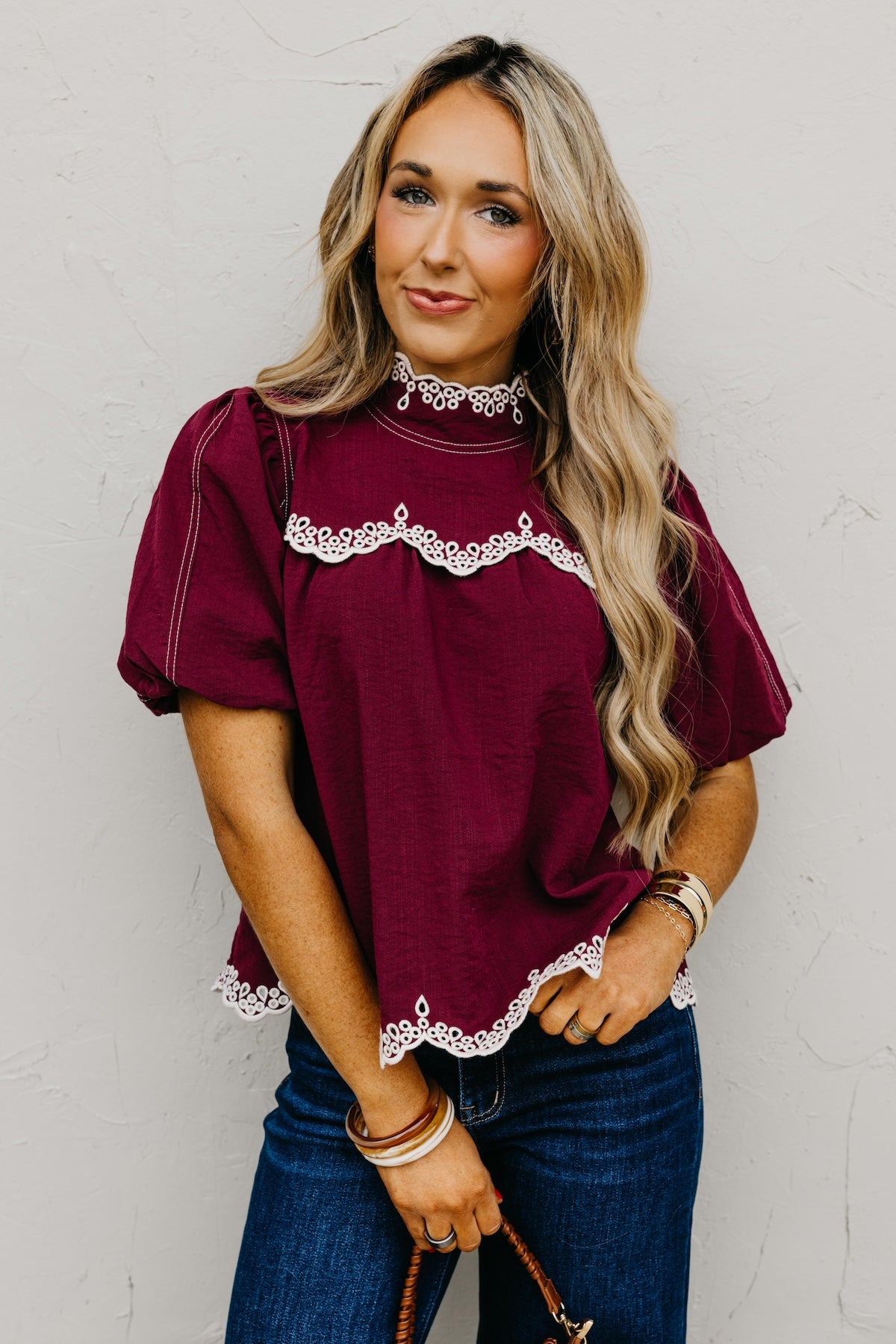 The Misha Contrast Embroidered Top