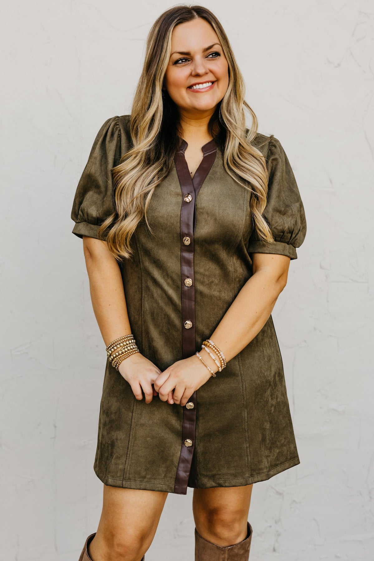The Shiloh Puff Sleeve Felt Mini Dress
