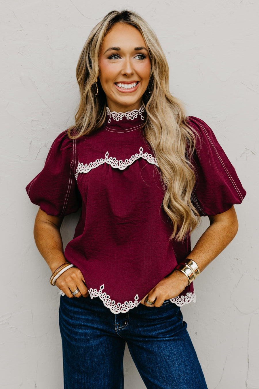 The Misha Contrast Embroidered Top