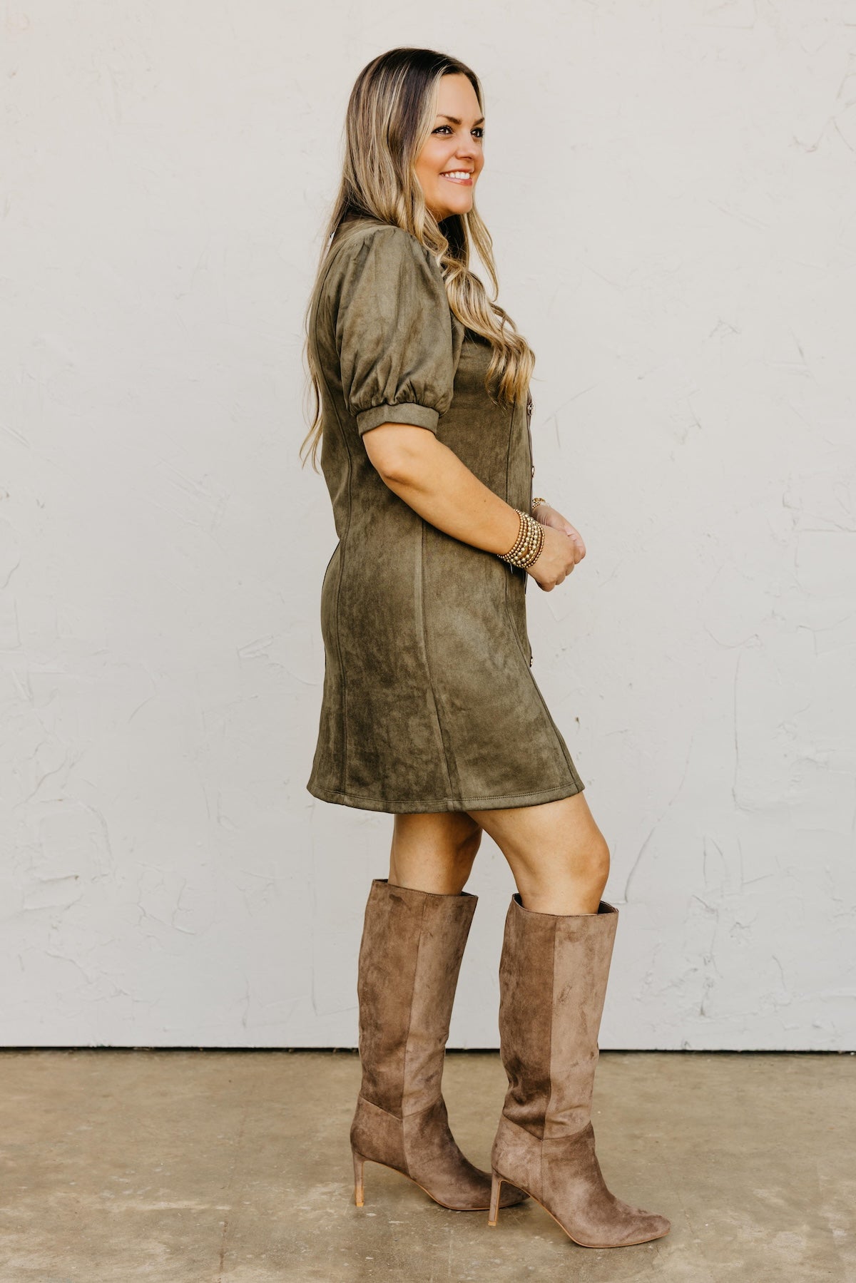 The Shiloh Puff Sleeve Felt Mini Dress