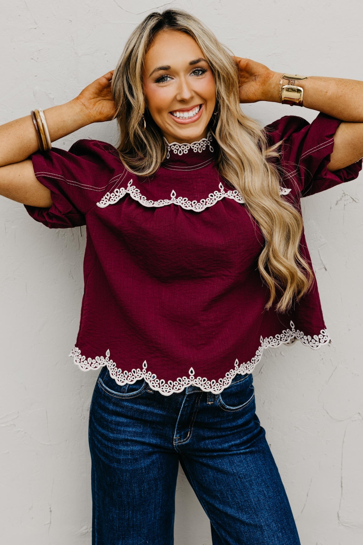 The Misha Contrast Embroidered Top