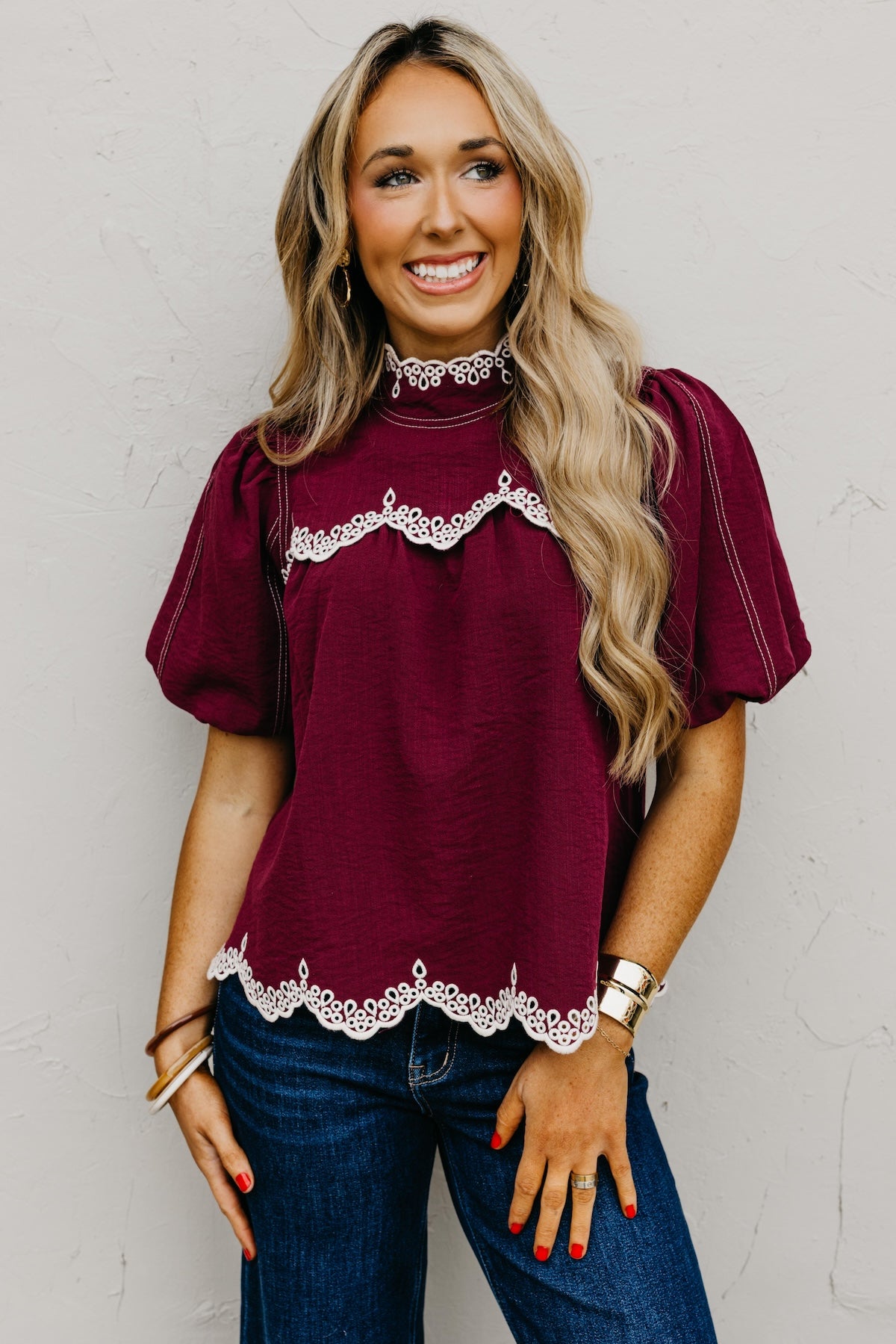 The Misha Contrast Embroidered Top
