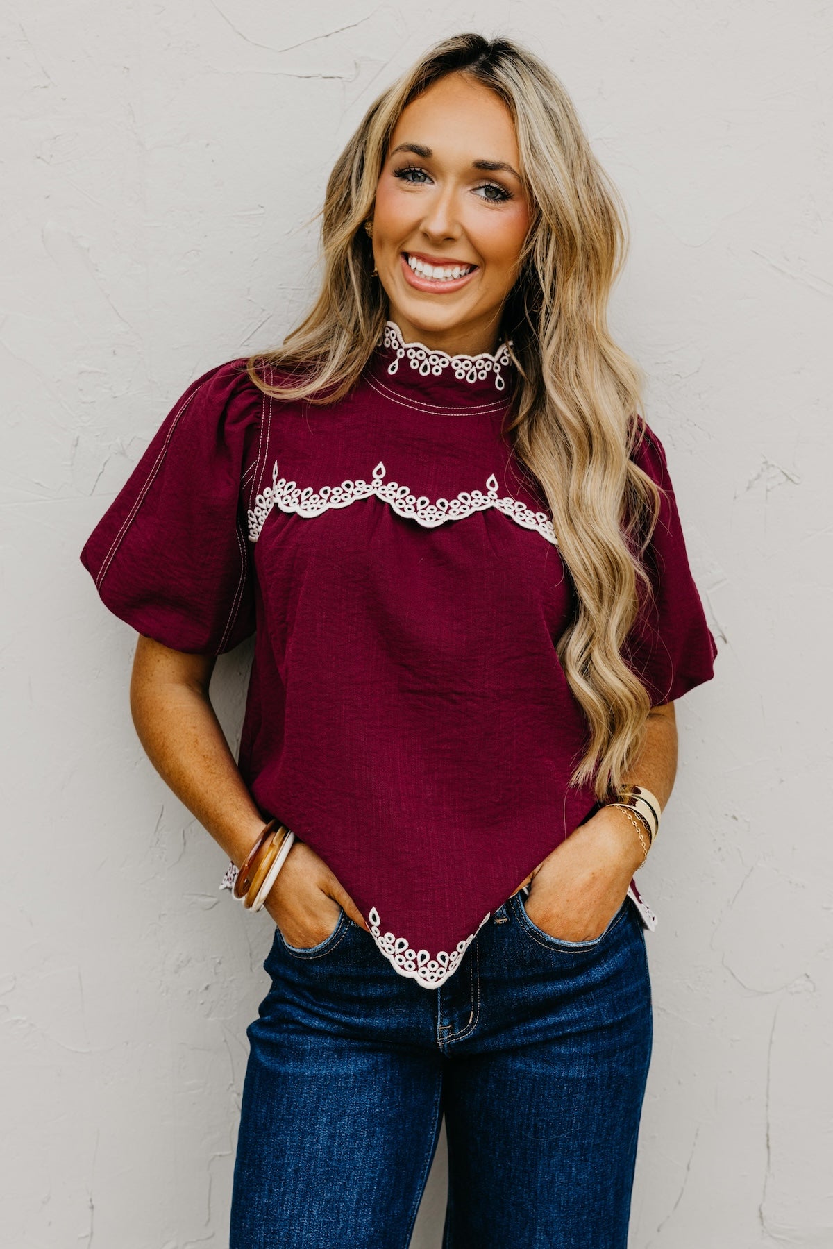 The Misha Contrast Embroidered Top