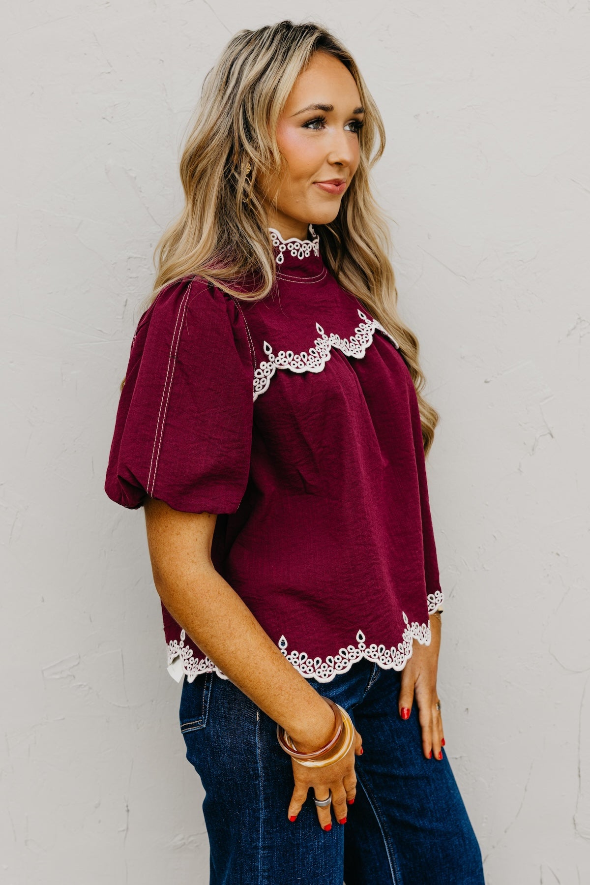 The Misha Contrast Embroidered Top
