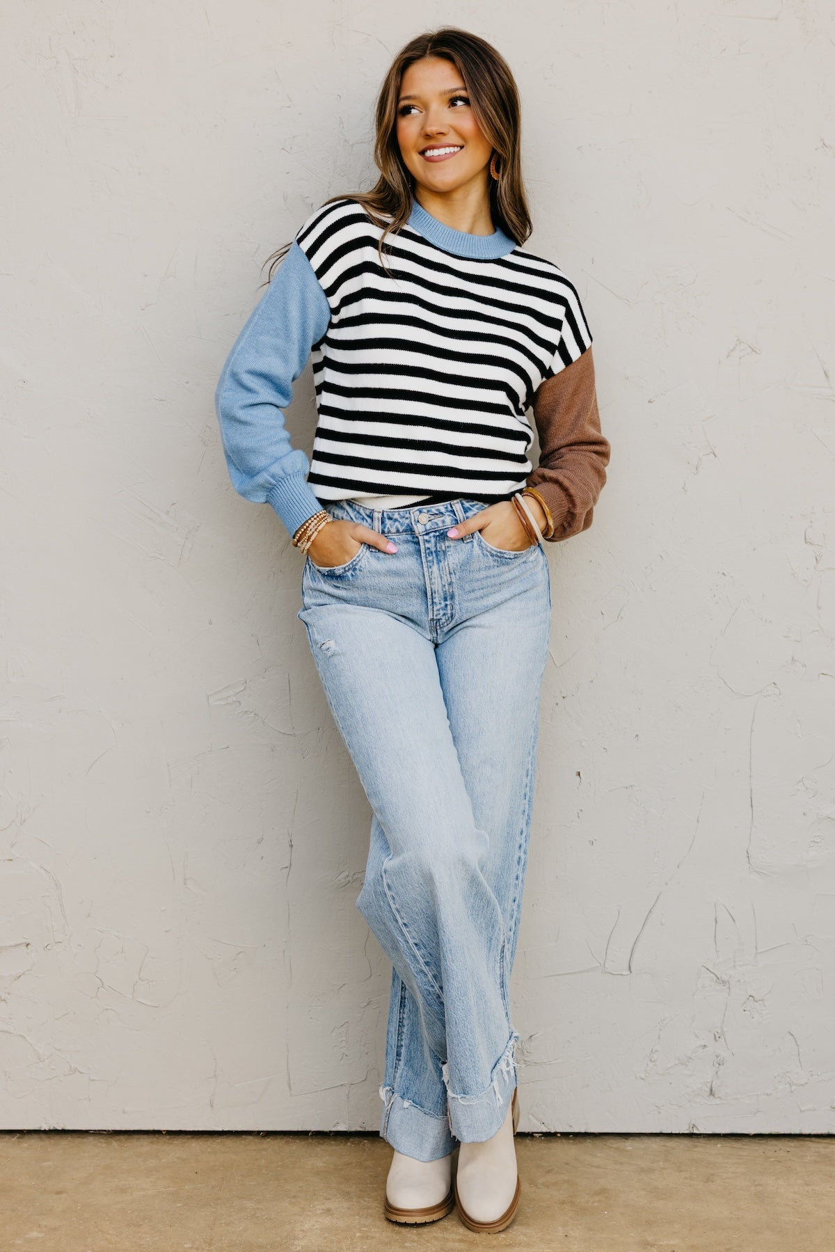 The Emma Stripe Color Block Sweater