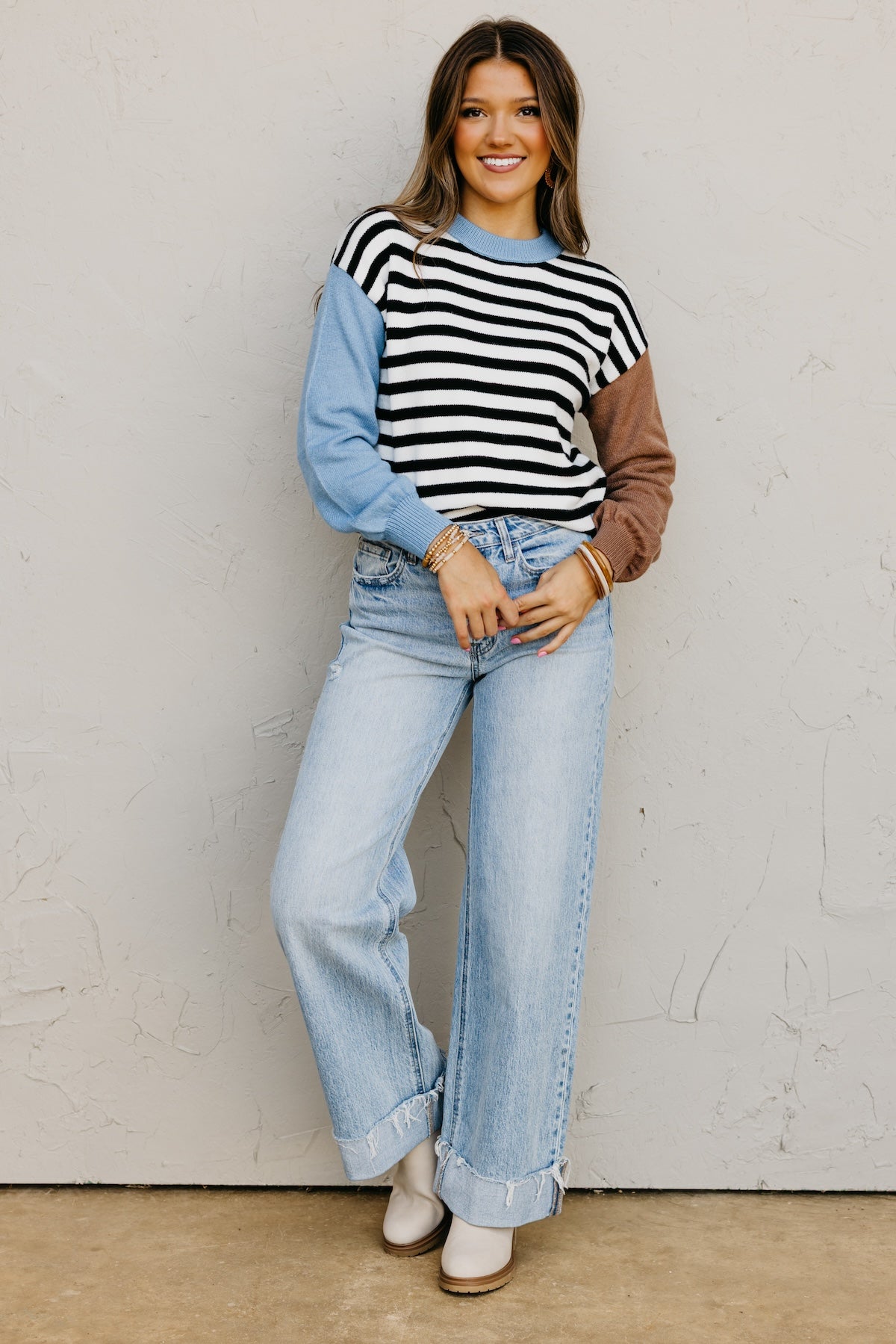 The Emma Stripe Color Block Sweater