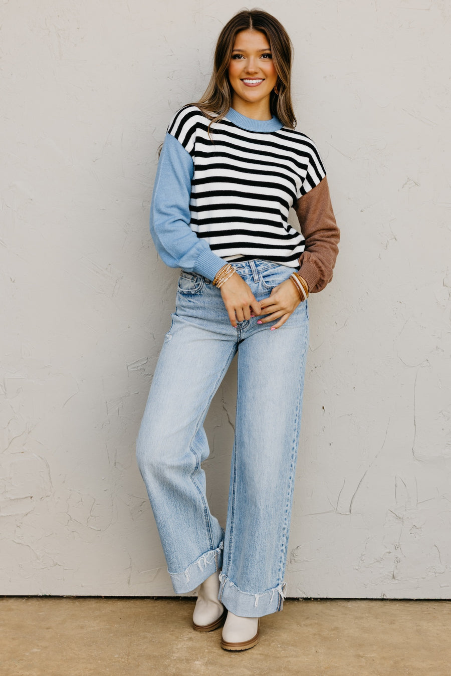 The Emma Stripe Color Block Sweater
