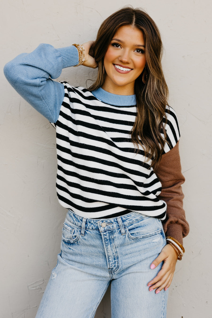 The Emma Stripe Color Block Sweater