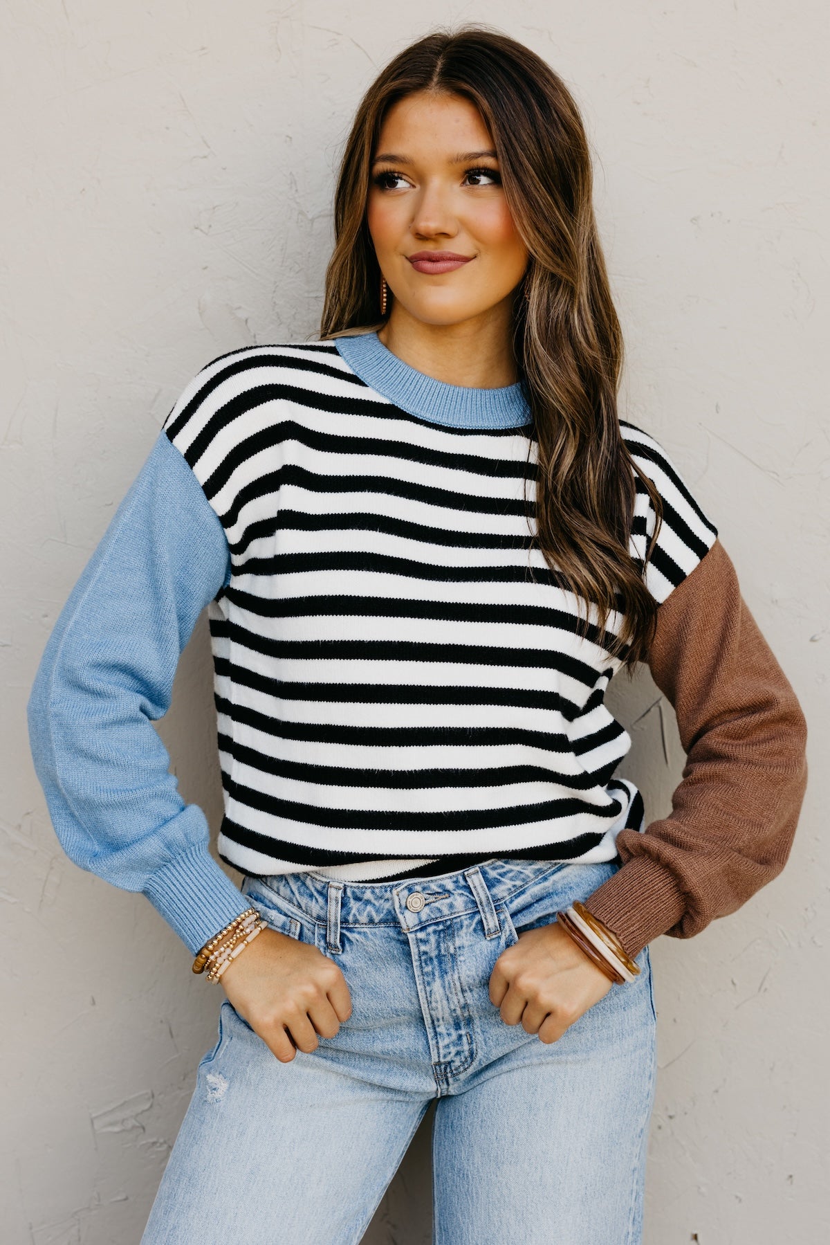 The Emma Stripe Color Block Sweater