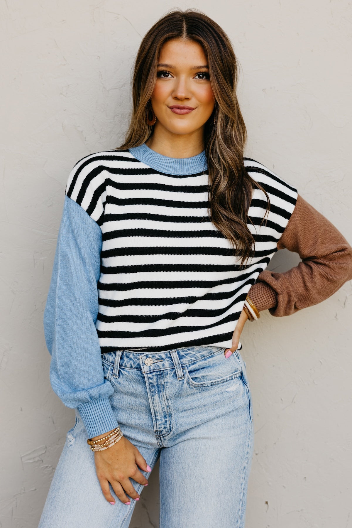 The Emma Stripe Color Block Sweater