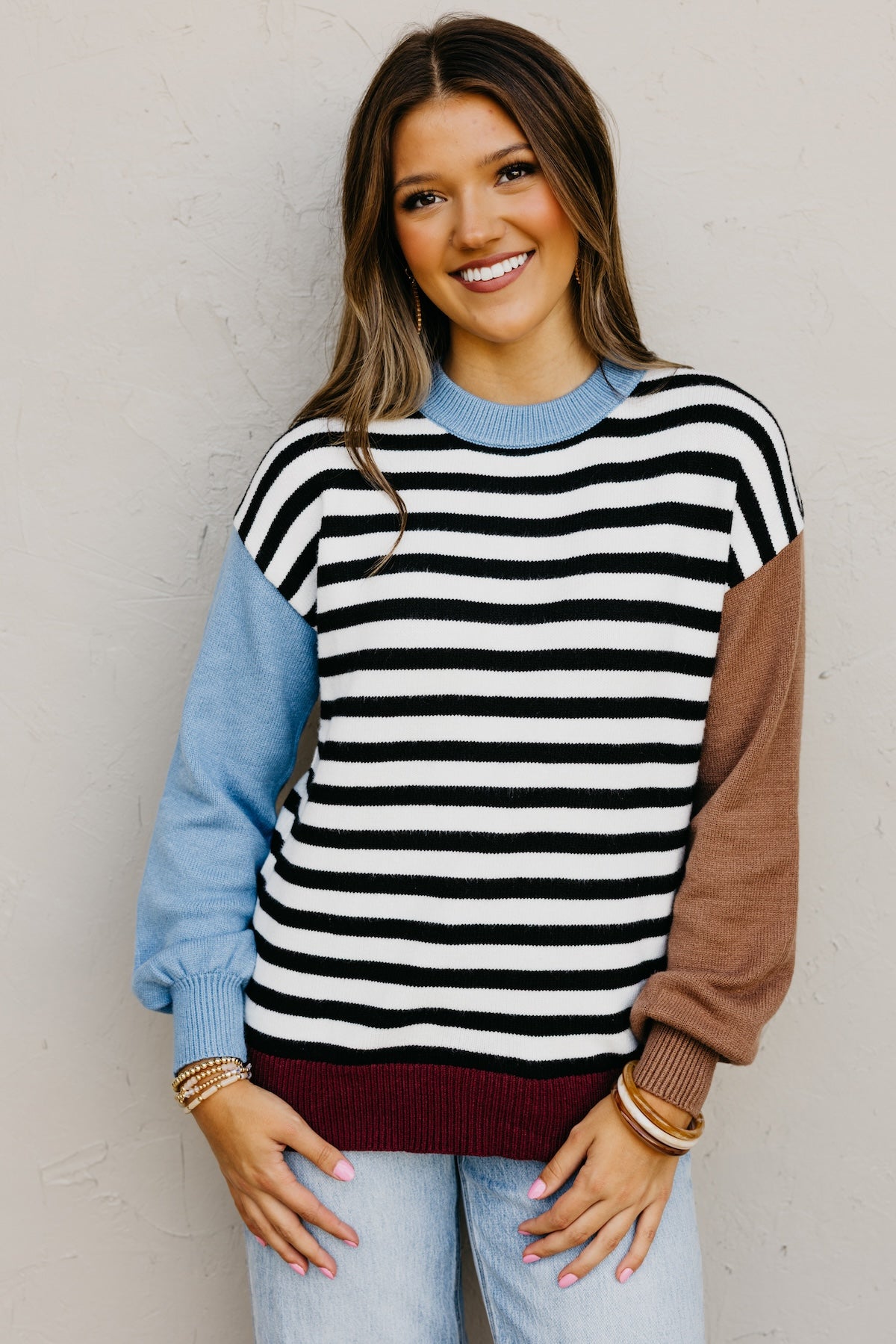 The Emma Stripe Color Block Sweater