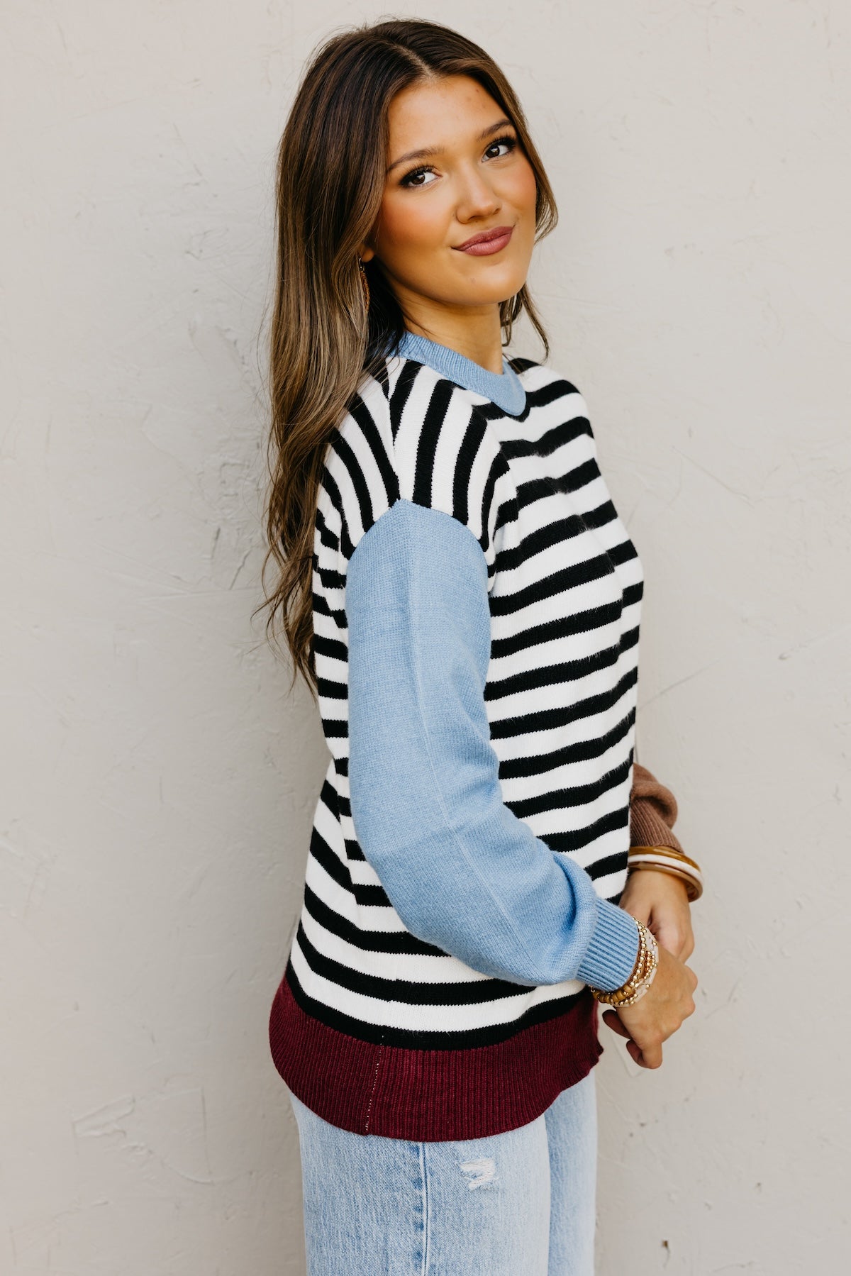 The Emma Stripe Color Block Sweater