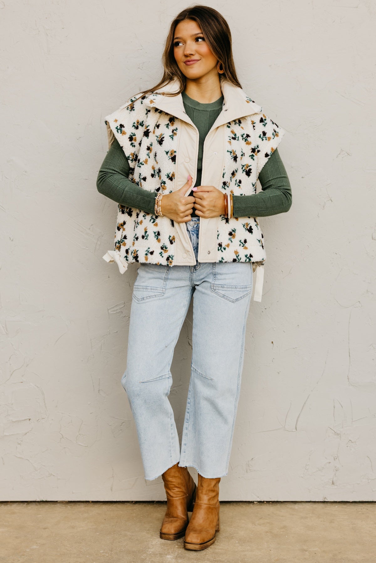 The Lyra Floral Sherpa Vest