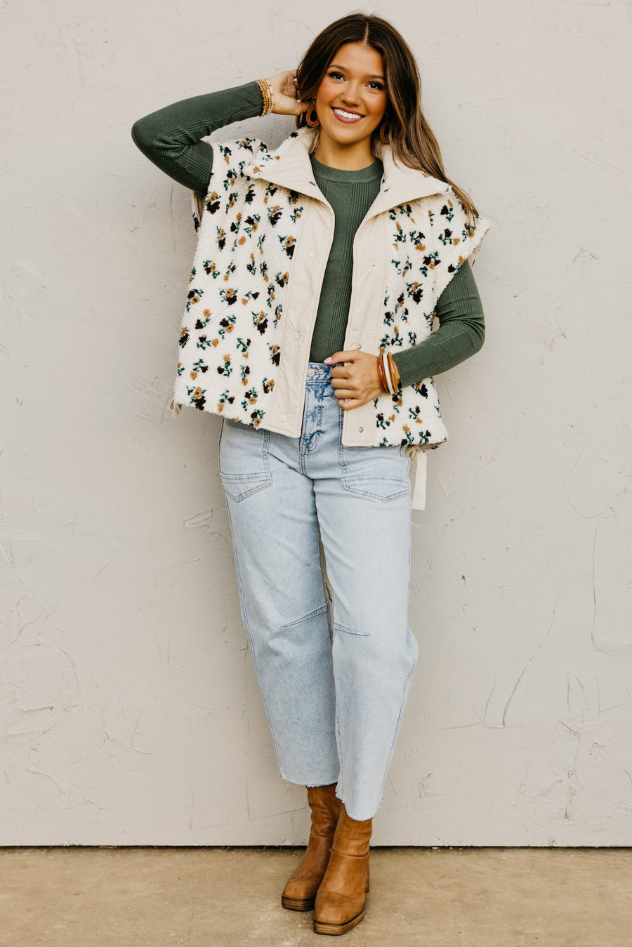 The Lyra Floral Sherpa Vest