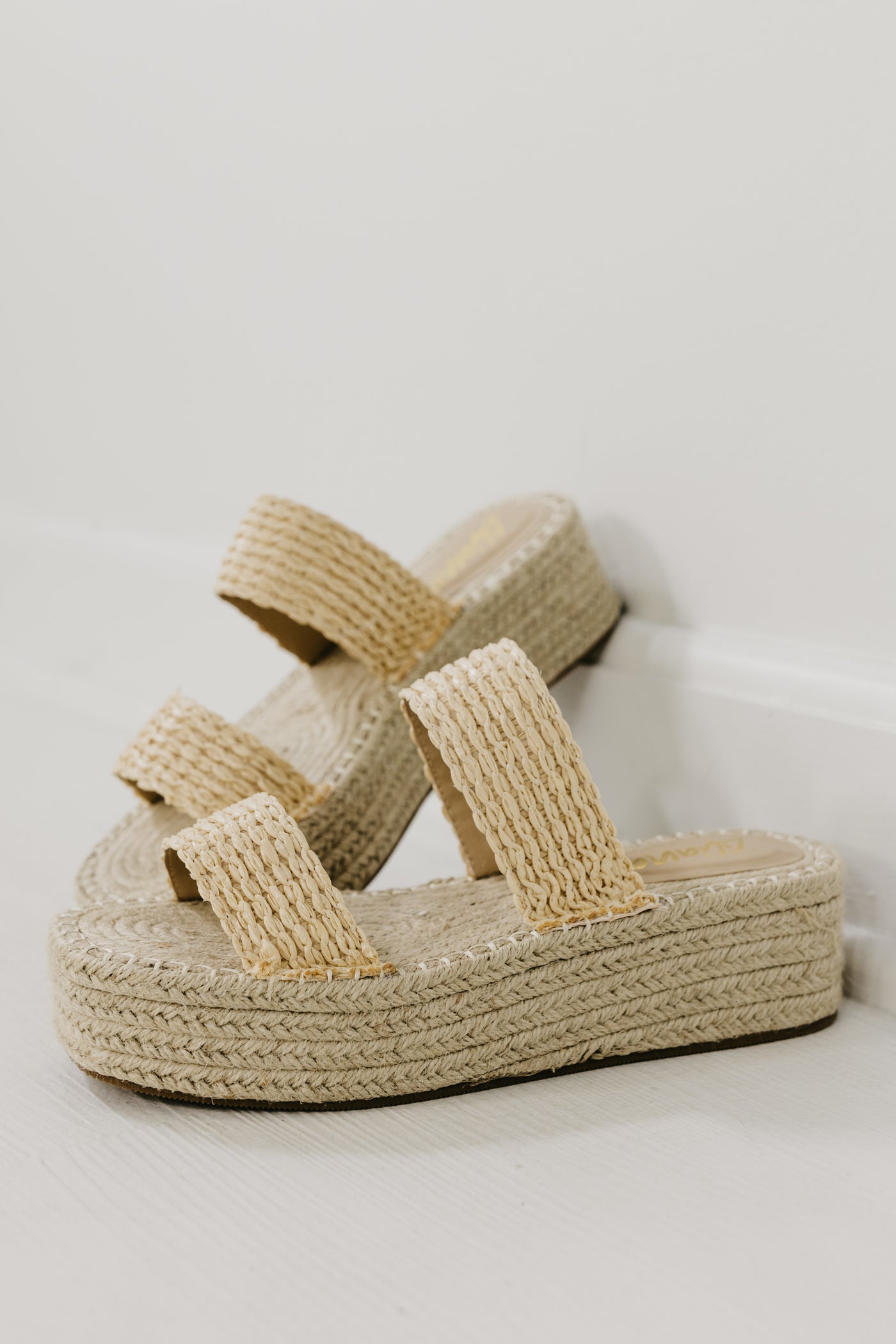 The Sensa Double Strap Raffia Wedge Sandal