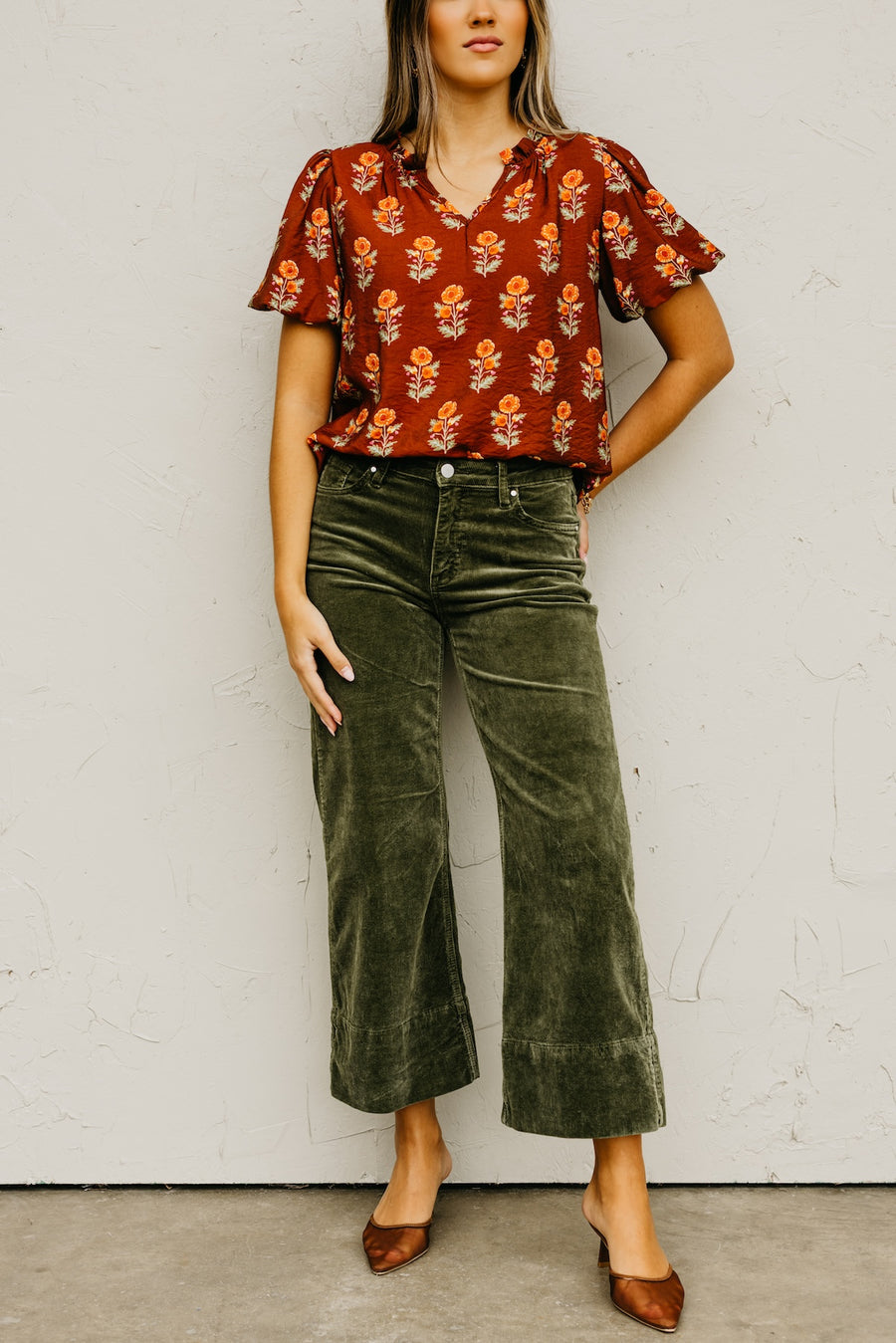 Risen Denim | High Rise Crop Wide Corduroy Pants