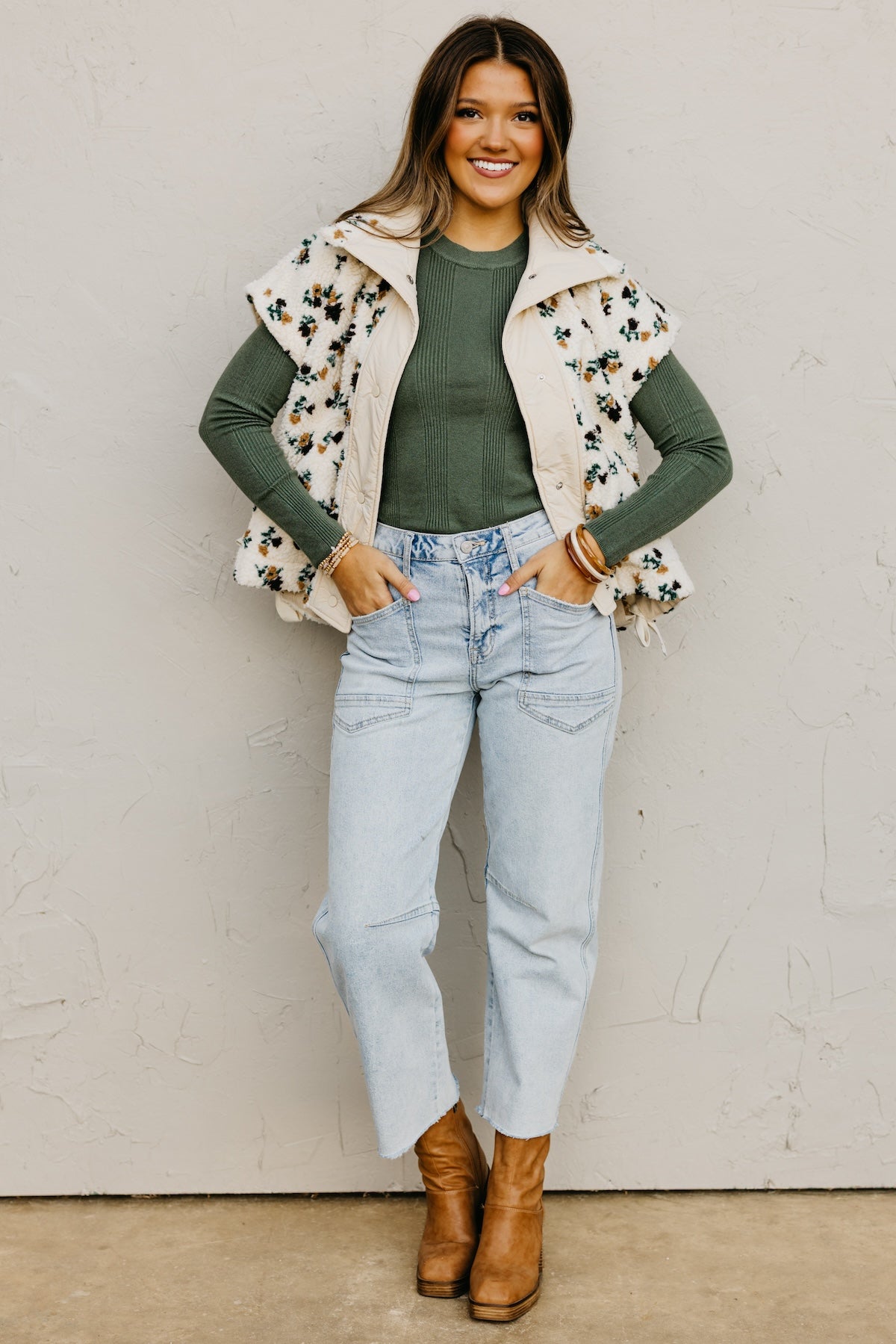 The Lyra Floral Sherpa Vest