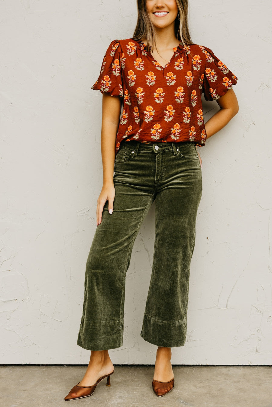 Risen Denim | High Rise Crop Wide Corduroy Pants