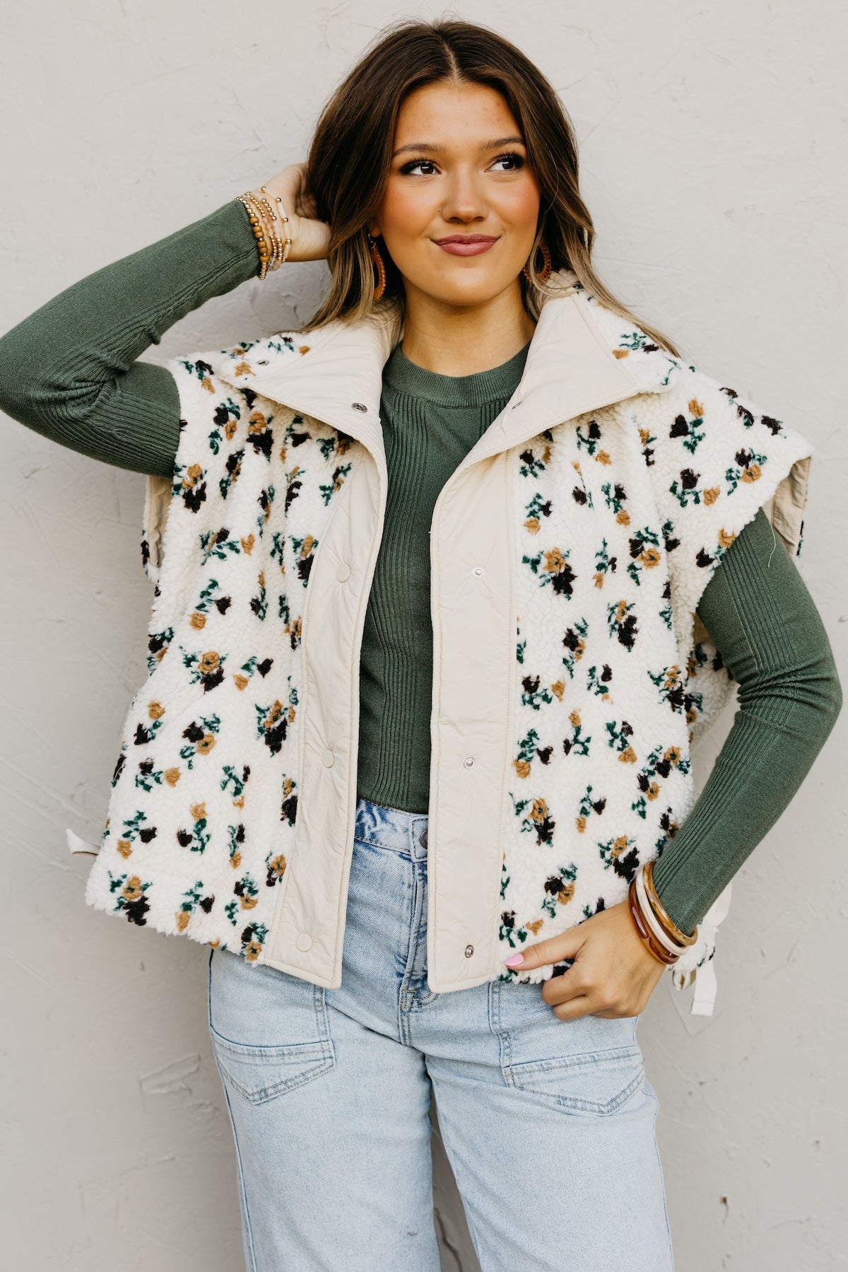 The Lyra Floral Sherpa Vest