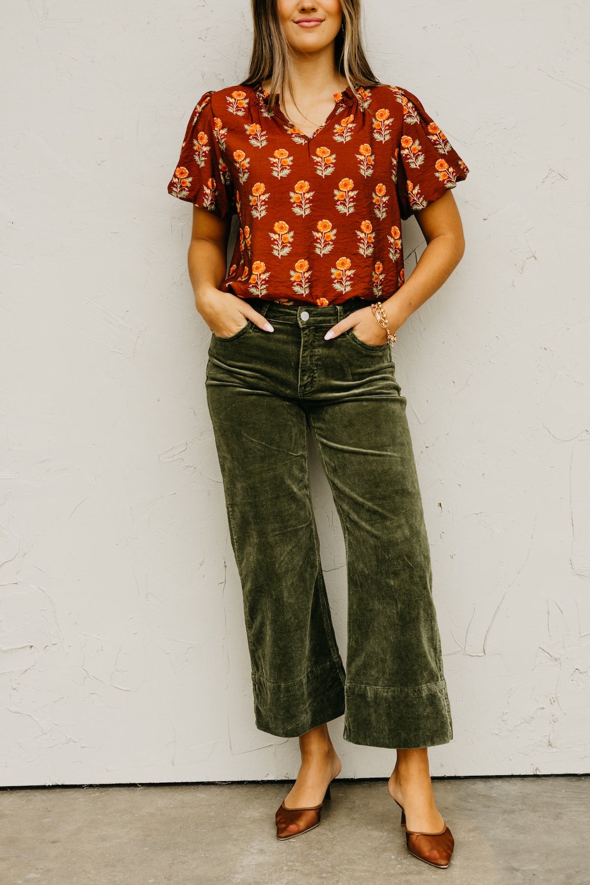 Risen Denim | High Rise Crop Wide Corduroy Pants