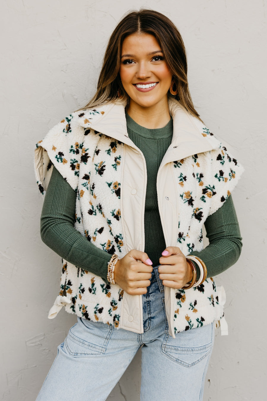 The Lyra Floral Sherpa Vest