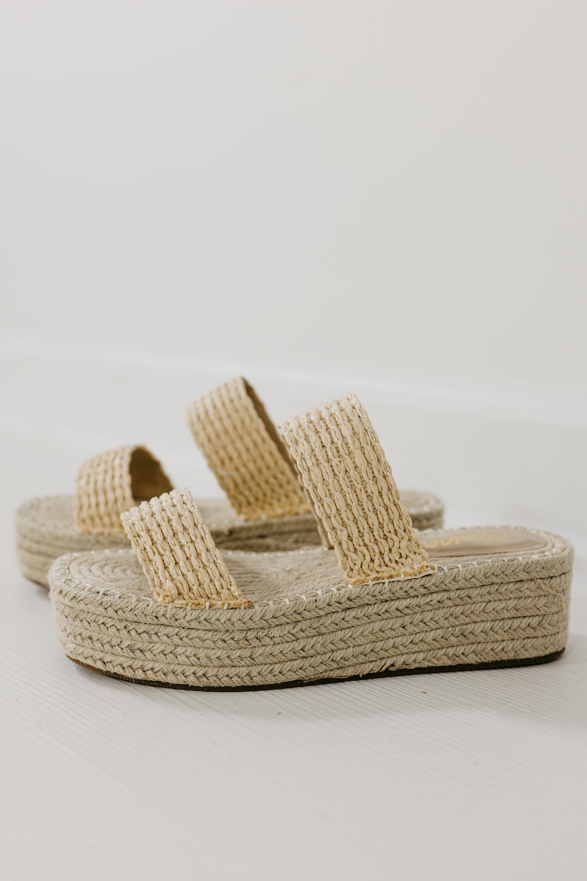 The Sensa Double Strap Raffia Wedge Sandal