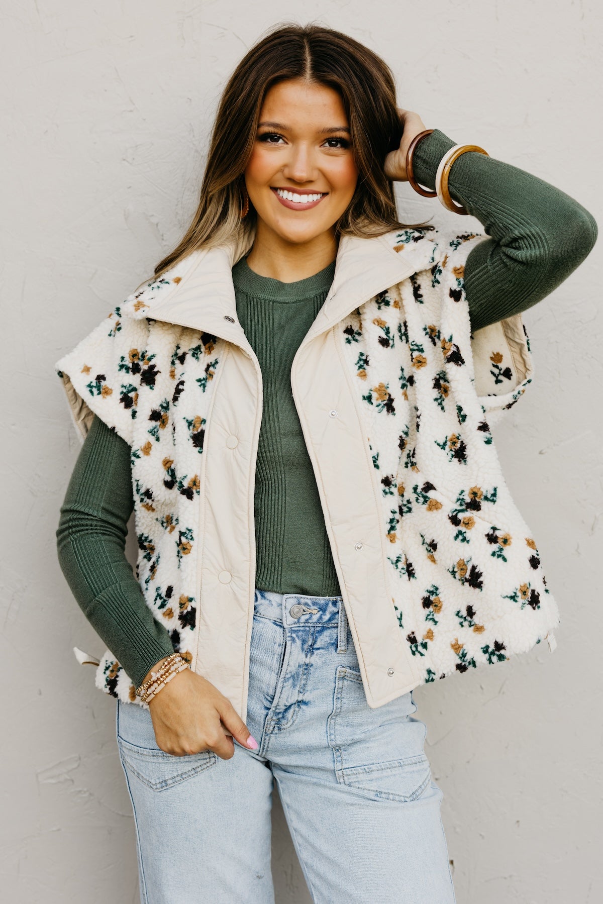 The Lyra Floral Sherpa Vest