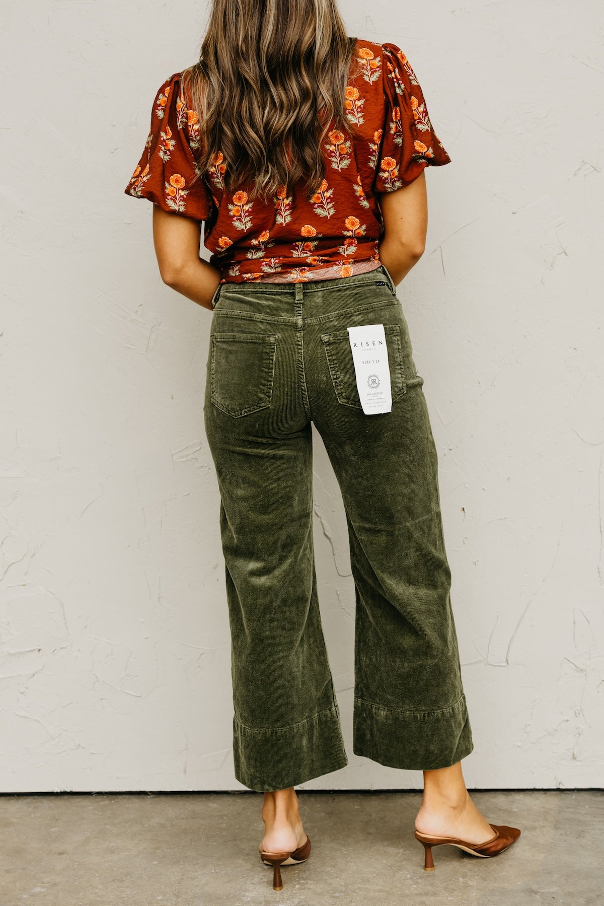 Risen Denim | High Rise Crop Wide Corduroy Pants