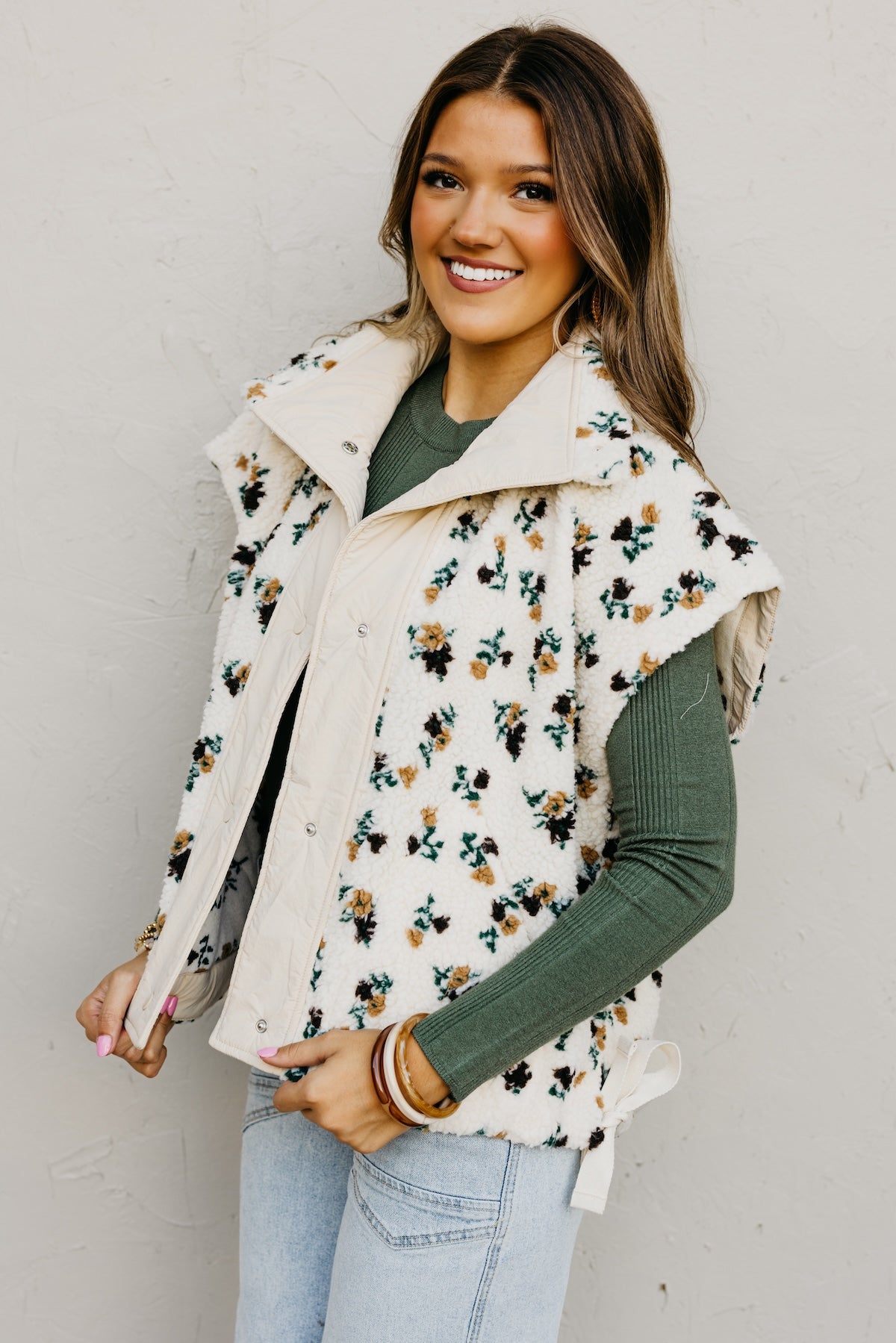 The Lyra Floral Sherpa Vest