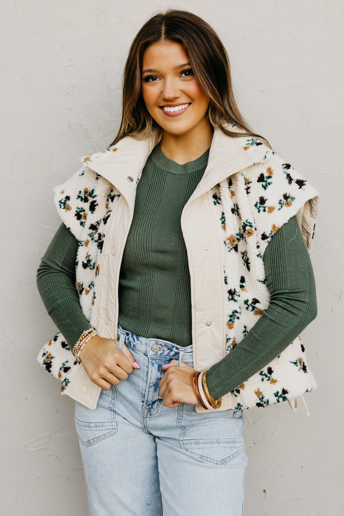 The Lyra Floral Sherpa Vest