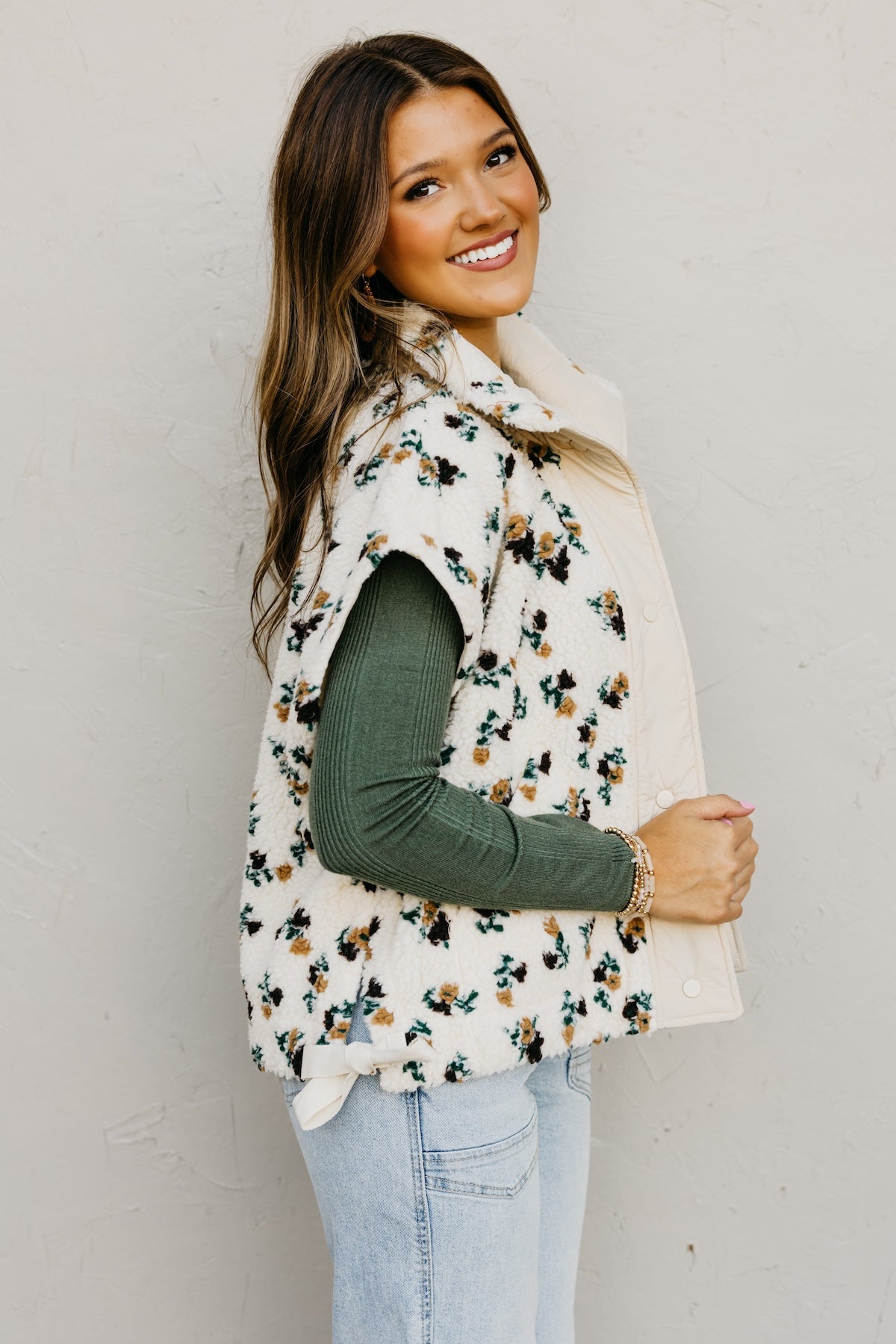 The Lyra Floral Sherpa Vest