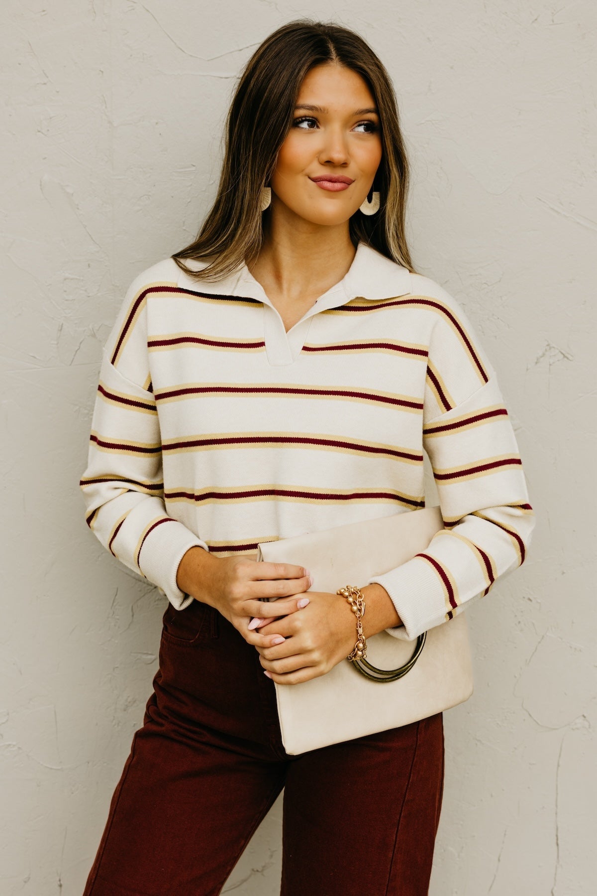 The Mindee Polo Collared Stripe Sweater