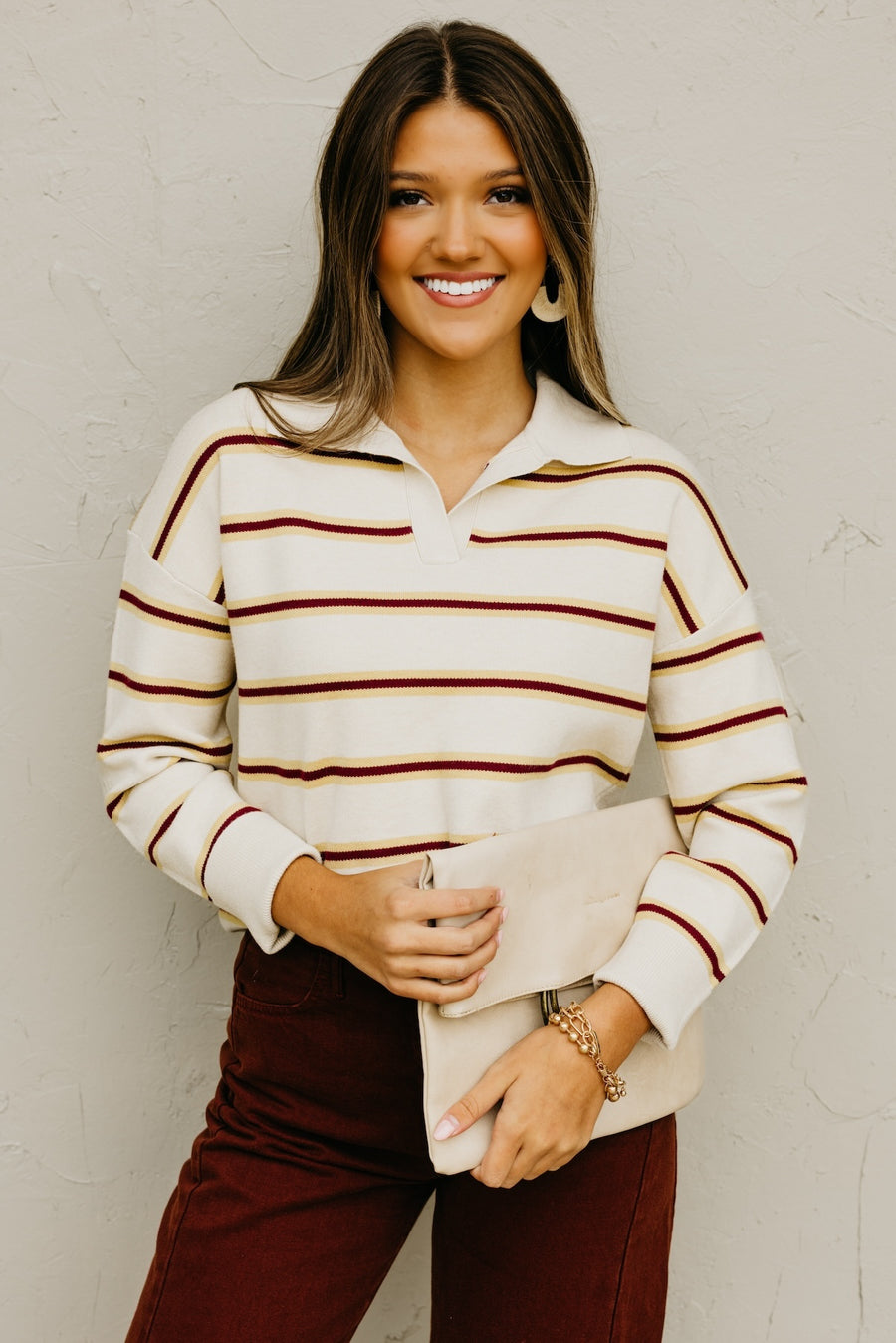 The Mindee Polo Collared Stripe Sweater